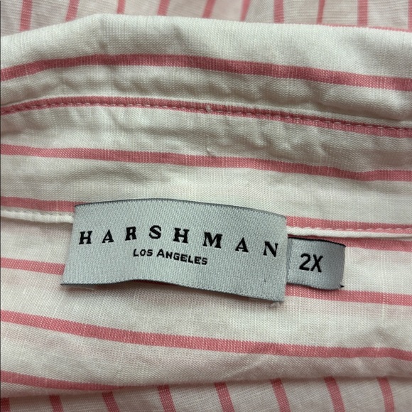 HARSHMAN $244 Willow Stripes Long Sleeve Cotton/Linen Shirtdress 2X - Picture 14 of 16
